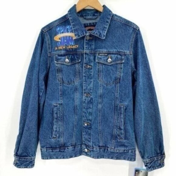 Members Only Looney Tunes Space Jam Denim Jean Bugs Bunny Medium Jacket NWT - Picture 2 of 12